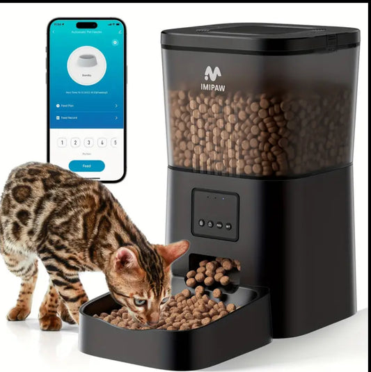 1pc IMIPAW Smart WiFi Cat Feeder, 4L/135oz جهاز لاكل القطط يشبك على الواي فاي و ابلكيشن في التلفون و بامكانك توقيت الاكل للقطه