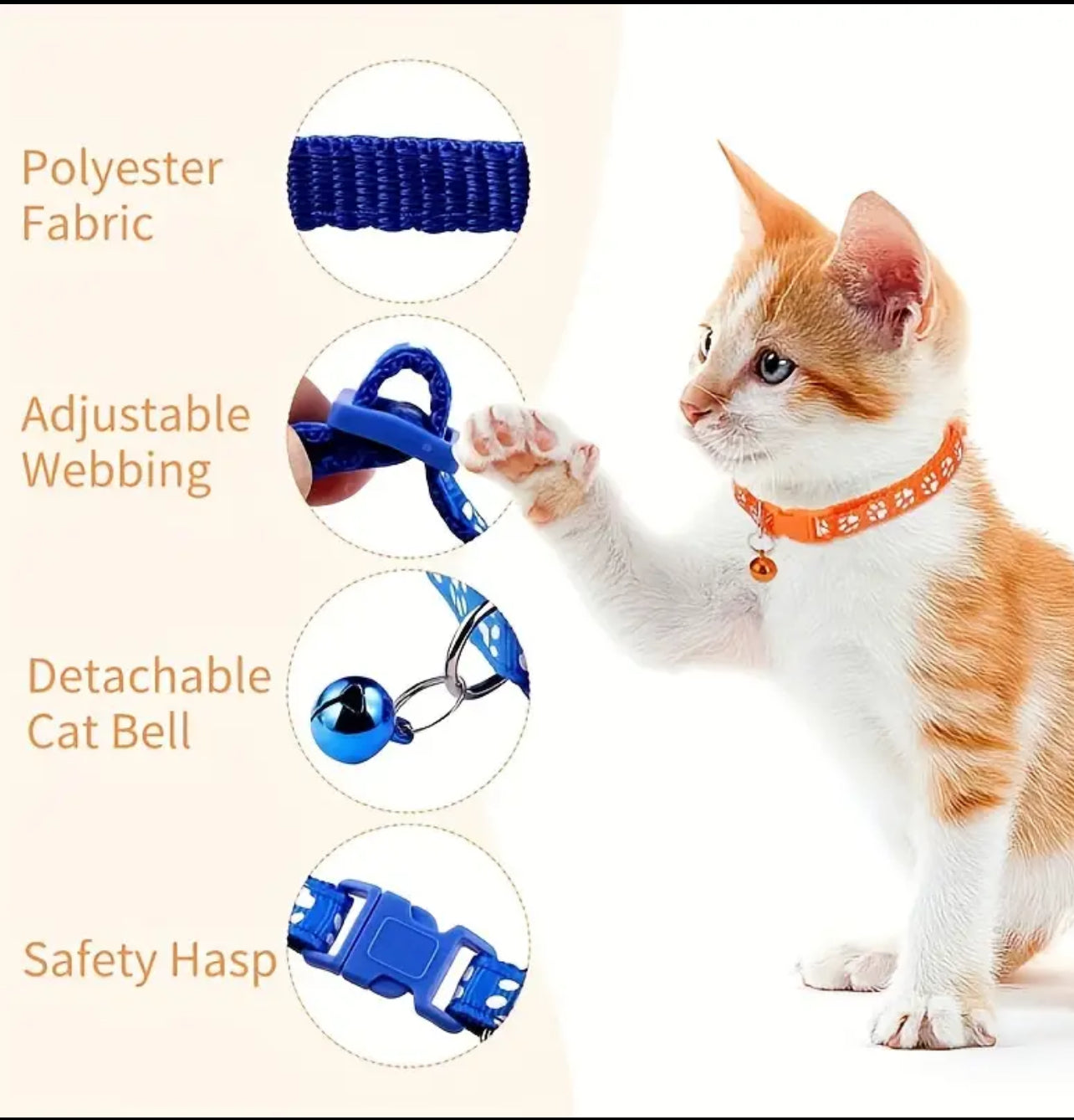 19 قطعة ألوان مختلطة الياقات العاكسة للقطط مع مشبك أمان وجرس 19pcs Reflective Cat Collars With Safety Buckle And Bell, Pet Collars For Kitty Safety And Identification