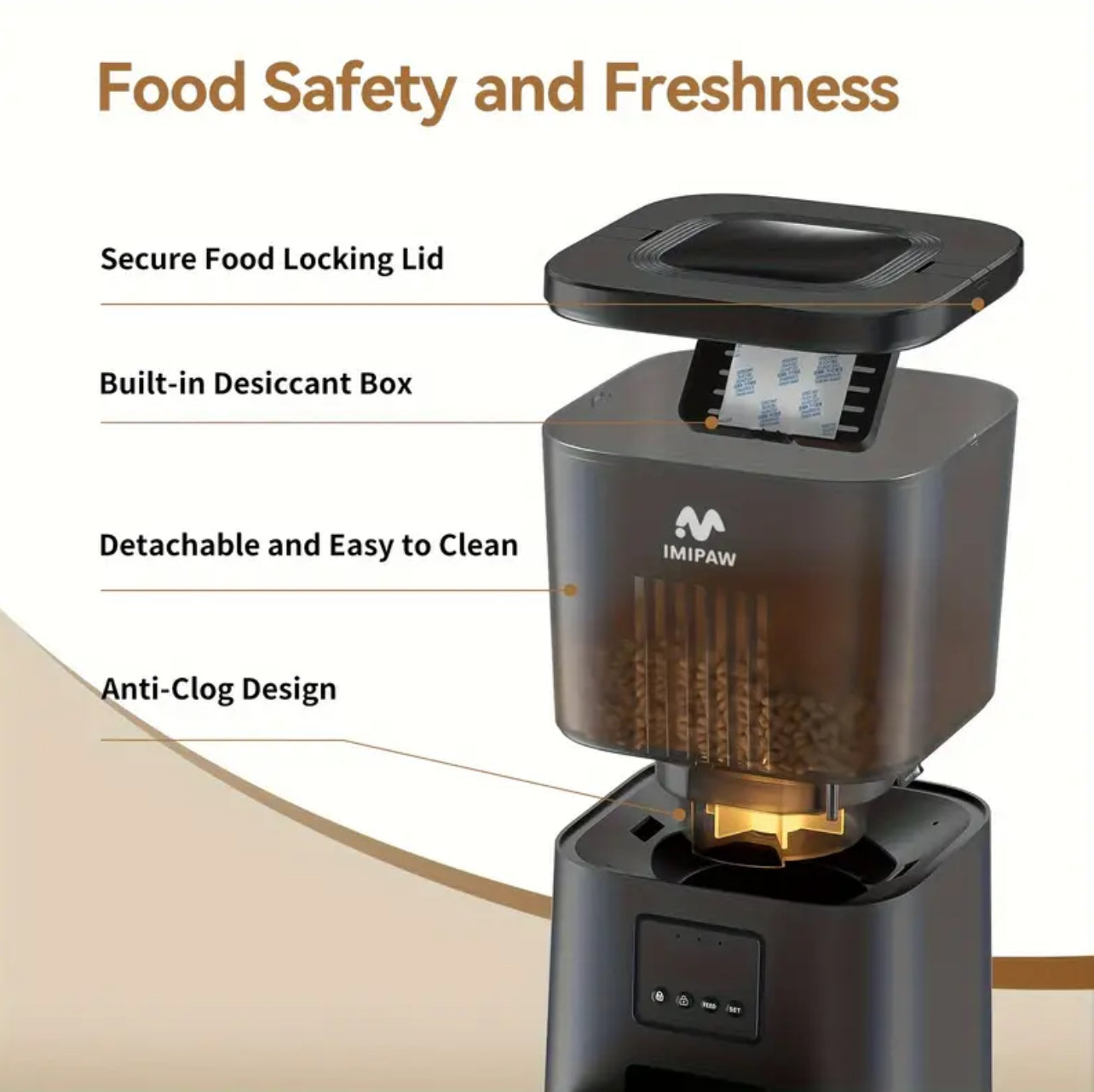 1pc IMIPAW Smart WiFi Cat Feeder, 4L/135oz جهاز لاكل القطط يشبك على الواي فاي و ابلكيشن في التلفون و بامكانك توقيت الاكل للقطه