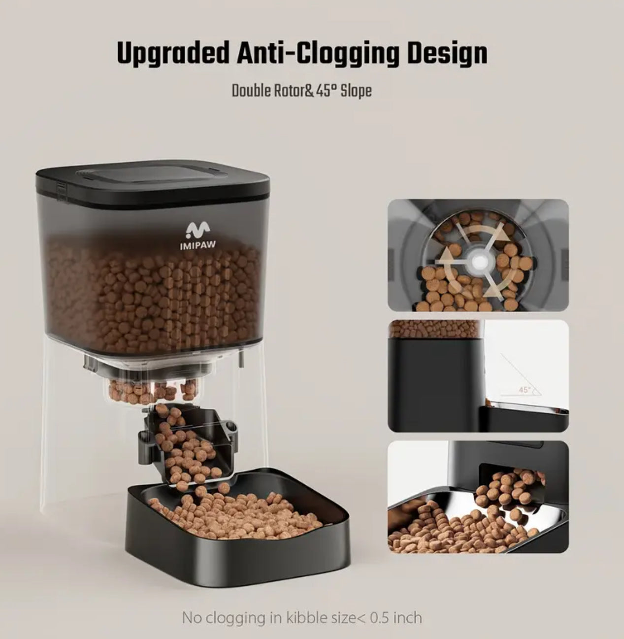 1pc IMIPAW Smart WiFi Cat Feeder, 4L/135oz جهاز لاكل القطط يشبك على الواي فاي و ابلكيشن في التلفون و بامكانك توقيت الاكل للقطه