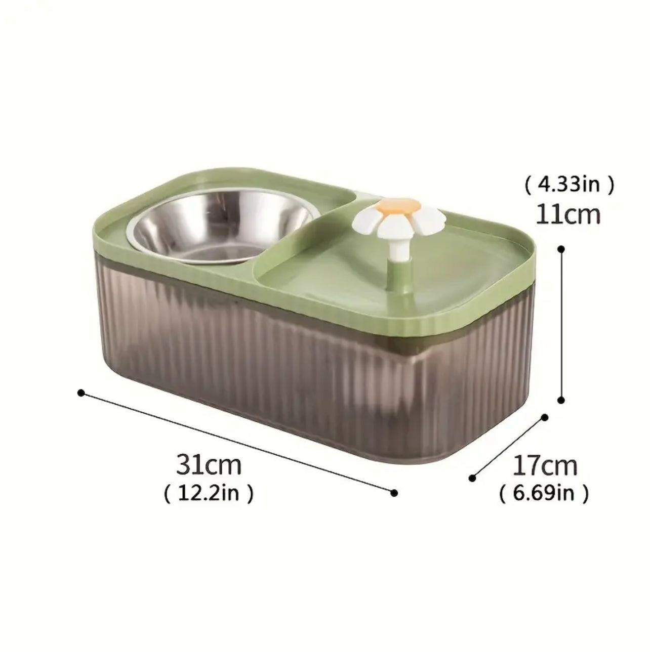 Famorial 2-in-1 Cat Water Fountain & Food Bowl - USB Powered, Non-Battery Needed, Ideal for Cats وعاء للاكل والشرب على شكل نافوره يشتغل بوصله usb