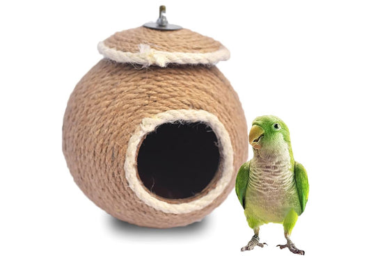 1 pcs coconut shell birds nest
4 pcs straw bird nest
عش طيور مصنوع من صدف جوز الهند عدد ١+
٤ اعشاش مصنوعه من القش