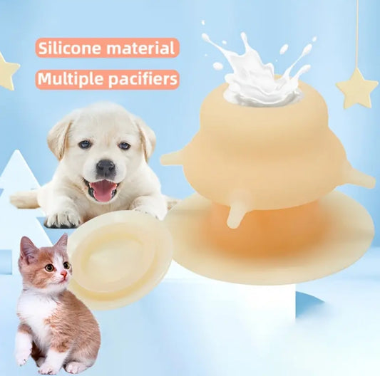 Cute Cat-Shaped Silicone Pet Nursing Bottle with Strong Suction Base - Multiple Kitten Feeder for Easy Milk and Water Dispensing رضاعه ربل للكتنز و الجراوي سهله الاستعمال والتنظيف