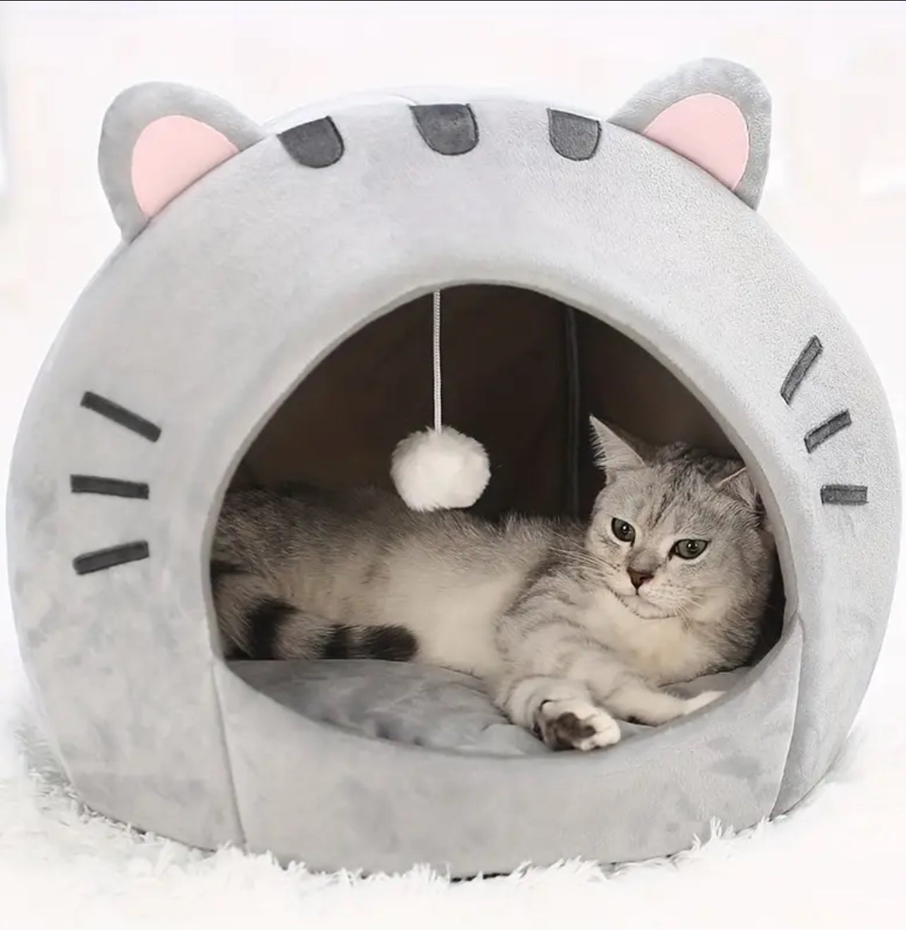 Cat Bed, Indoor Cat Nest ، عش قطة مريح مع وسادة ناعمة، قابل للفصل، قابل للغسيل، دافئ ومتعدد الاستخدامات لجميع الفصول