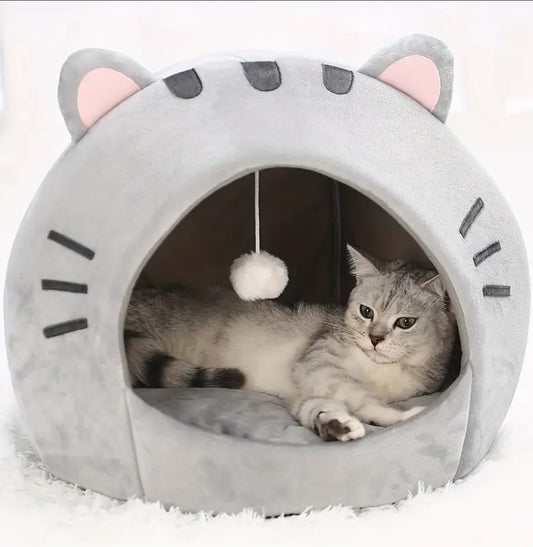 Cat Bed, Indoor Cat Nest ، عش قطة مريح مع وسادة ناعمة، قابل للفصل، قابل للغسيل، دافئ ومتعدد الاستخدامات لجميع الفصول