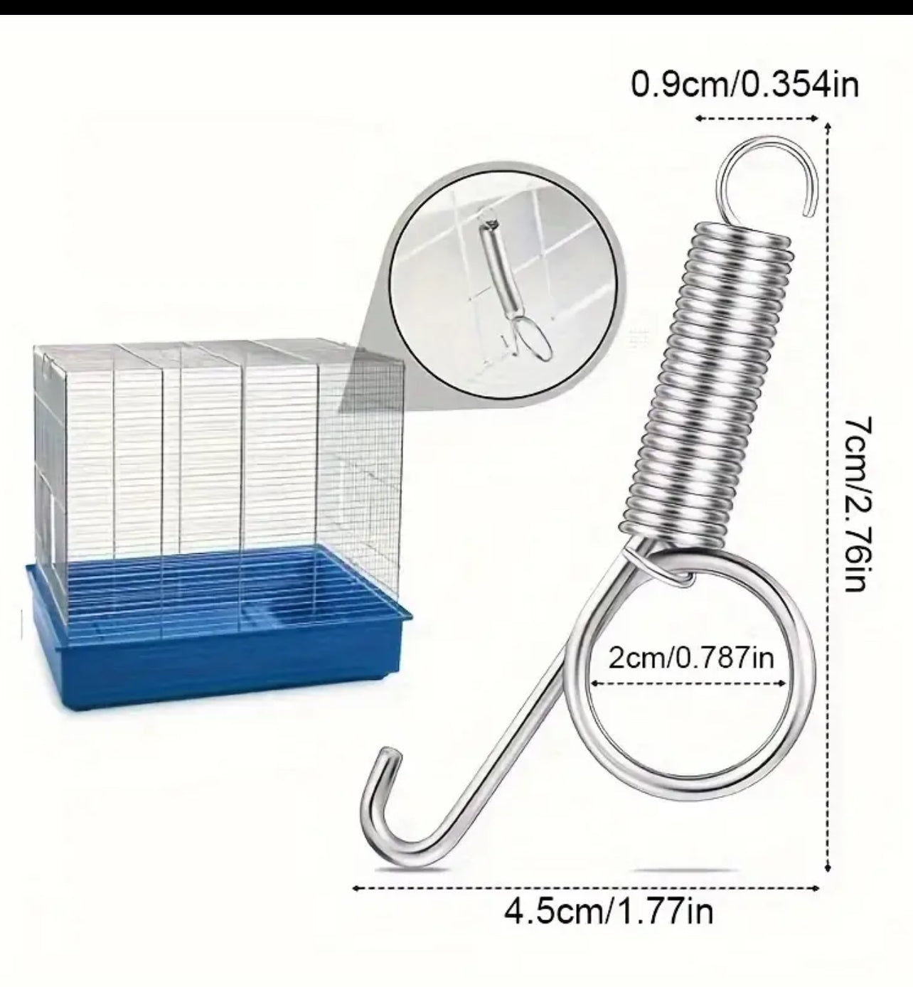 30pcs Stainless Steel Pet Cage Hooks with Spring Mechanism - (هوكات لقفل ابواب الاقفاص (عدد ٣٠ حبه