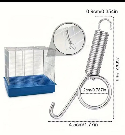 30pcs Stainless Steel Pet Cage Hooks with Spring Mechanism - (هوكات لقفل ابواب الاقفاص (عدد ٣٠ حبه