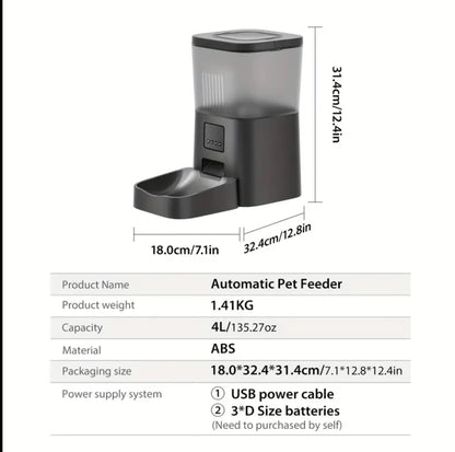 1pc IMIPAW Smart WiFi Cat Feeder, 4L/135oz جهاز لاكل القطط يشبك على الواي فاي و ابلكيشن في التلفون و بامكانك توقيت الاكل للقطه