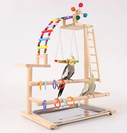 Natural Atlantic Cedar Wood Parrot Play Stand ستاند للببغاء مع الالعاب