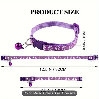 19 قطعة ألوان مختلطة الياقات العاكسة للقطط مع مشبك أمان وجرس 19pcs Reflective Cat Collars With Safety Buckle And Bell, Pet Collars For Kitty Safety And Identification