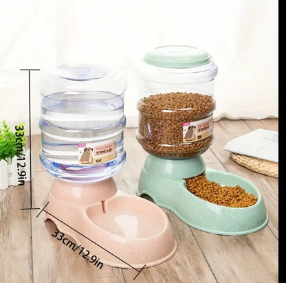 2 piece / automatic water dispenser, and dry food large capacity 3.8L طقم للاكل والشرب تماتيك للكلاب والقطط