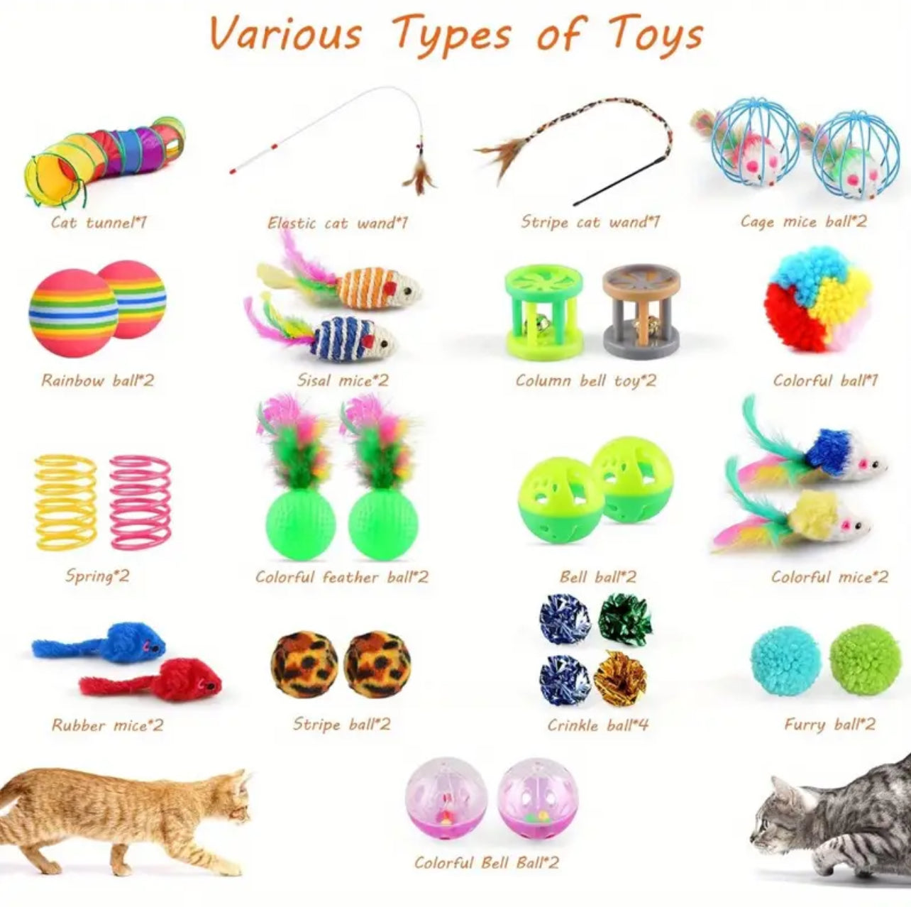 32pcs Cat Toys Set …. ٣٢ قطعه متنوعه العاب للقطط
