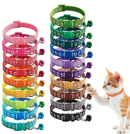 19 قطعة ألوان مختلطة الياقات العاكسة للقطط مع مشبك أمان وجرس 19pcs Reflective Cat Collars With Safety Buckle And Bell, Pet Collars For Kitty Safety And Identification
