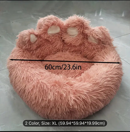 Luxury Plush Cat Bed with Cozy Bear Paw Design. سرير القط الفخم الفاخر مع تصميم مخلب الدب المريح