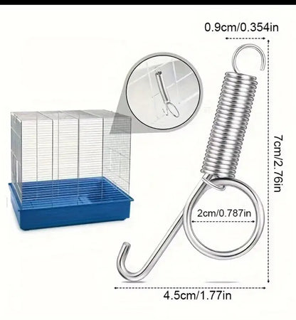 30pcs Stainless Steel Pet Cage Hooks with Spring Mechanism - (هوكات لقفل ابواب الاقفاص (عدد ٣٠ حبه